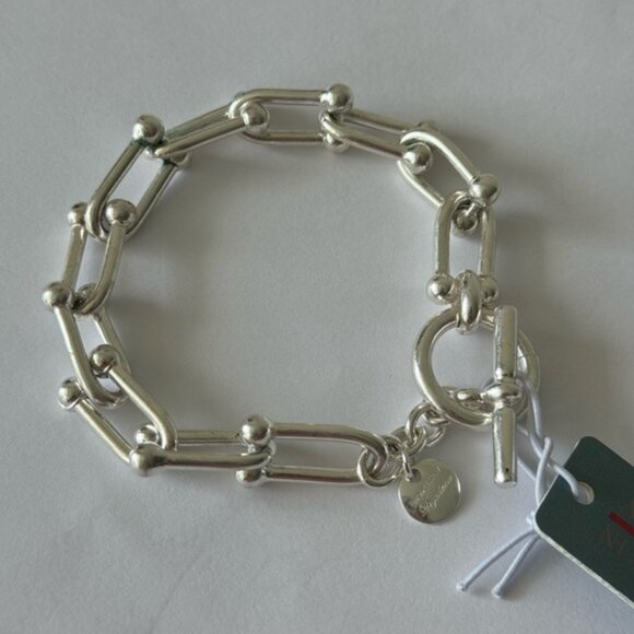 Mia Fiore Bronze Silver Col Italy Dyadema Chain U Link Bracelet Italy 7.5" lg D - Picture 1 of 10